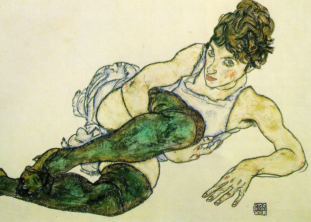 绿色丝袜 作者 埃贡·席勒（Egon Schiele）