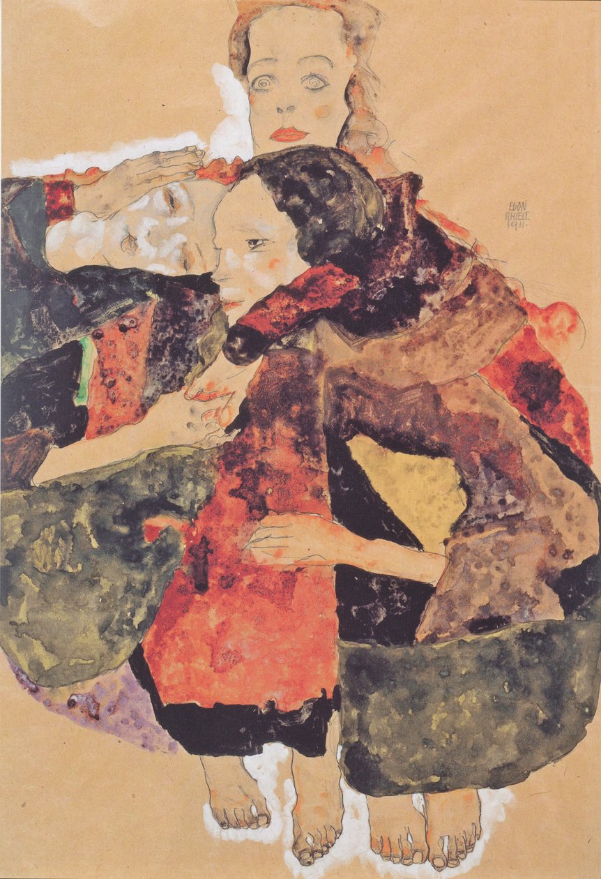一群三个女孩 作者 埃贡·席勒（Egon Schiele）