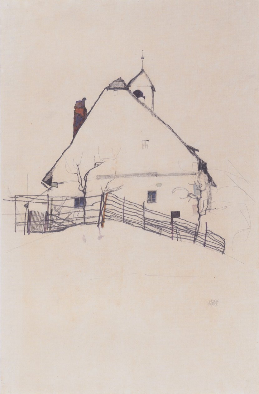 有钟楼的议院 作者 埃贡·席勒（Egon Schiele）