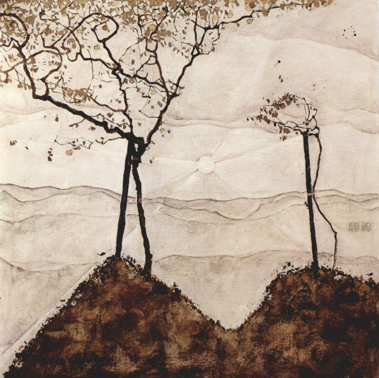 秋天太阳和树 作者 埃贡·席勒（Egon Schiele）