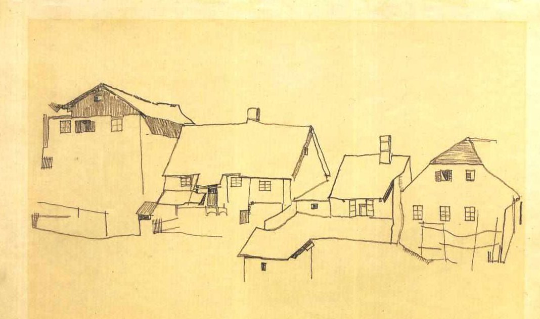 房子行在Krumau 作者 埃贡·席勒（Egon Schiele）