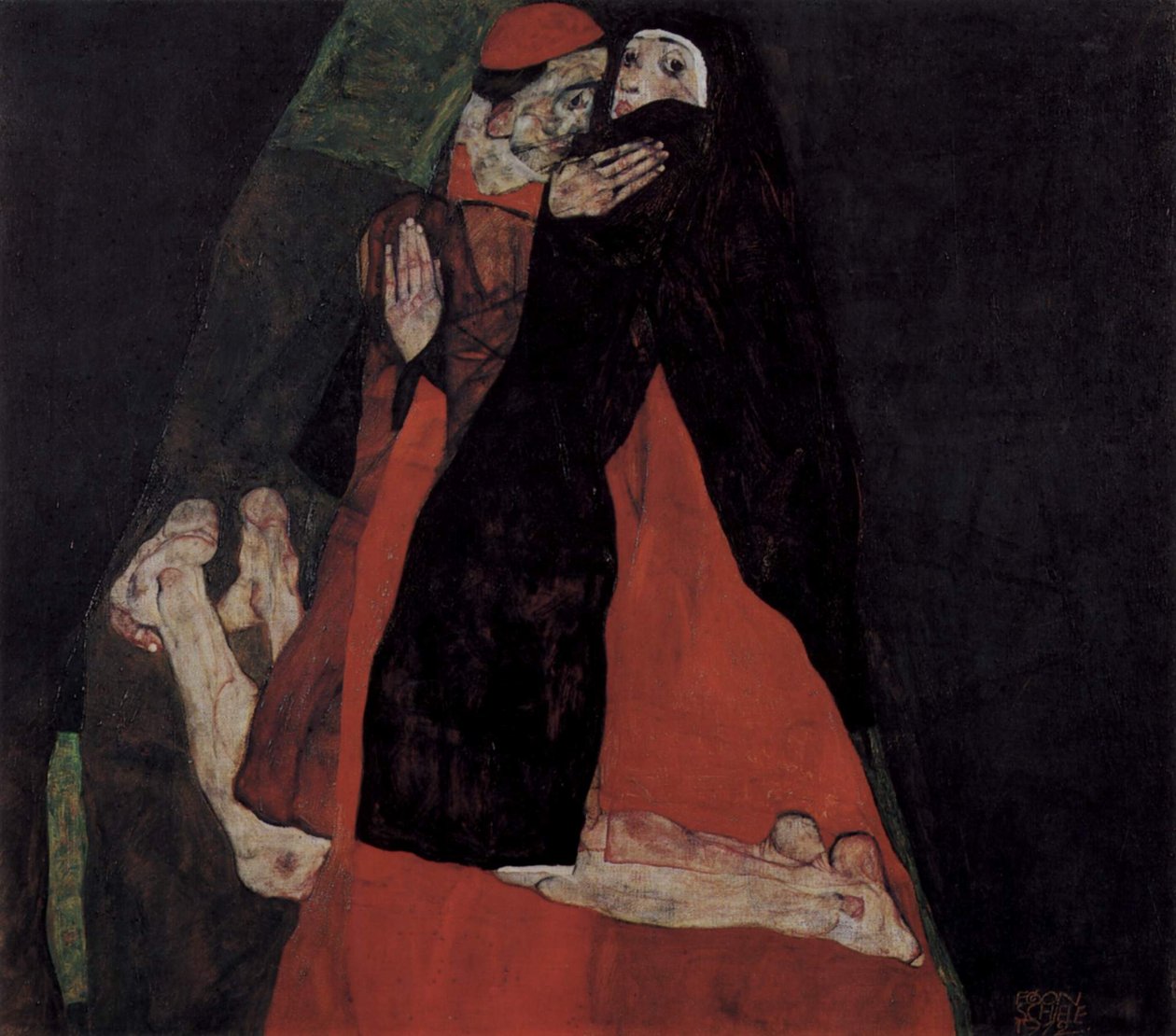 红衣主教和修女或爱抚 作者 埃贡·席勒（Egon Schiele）