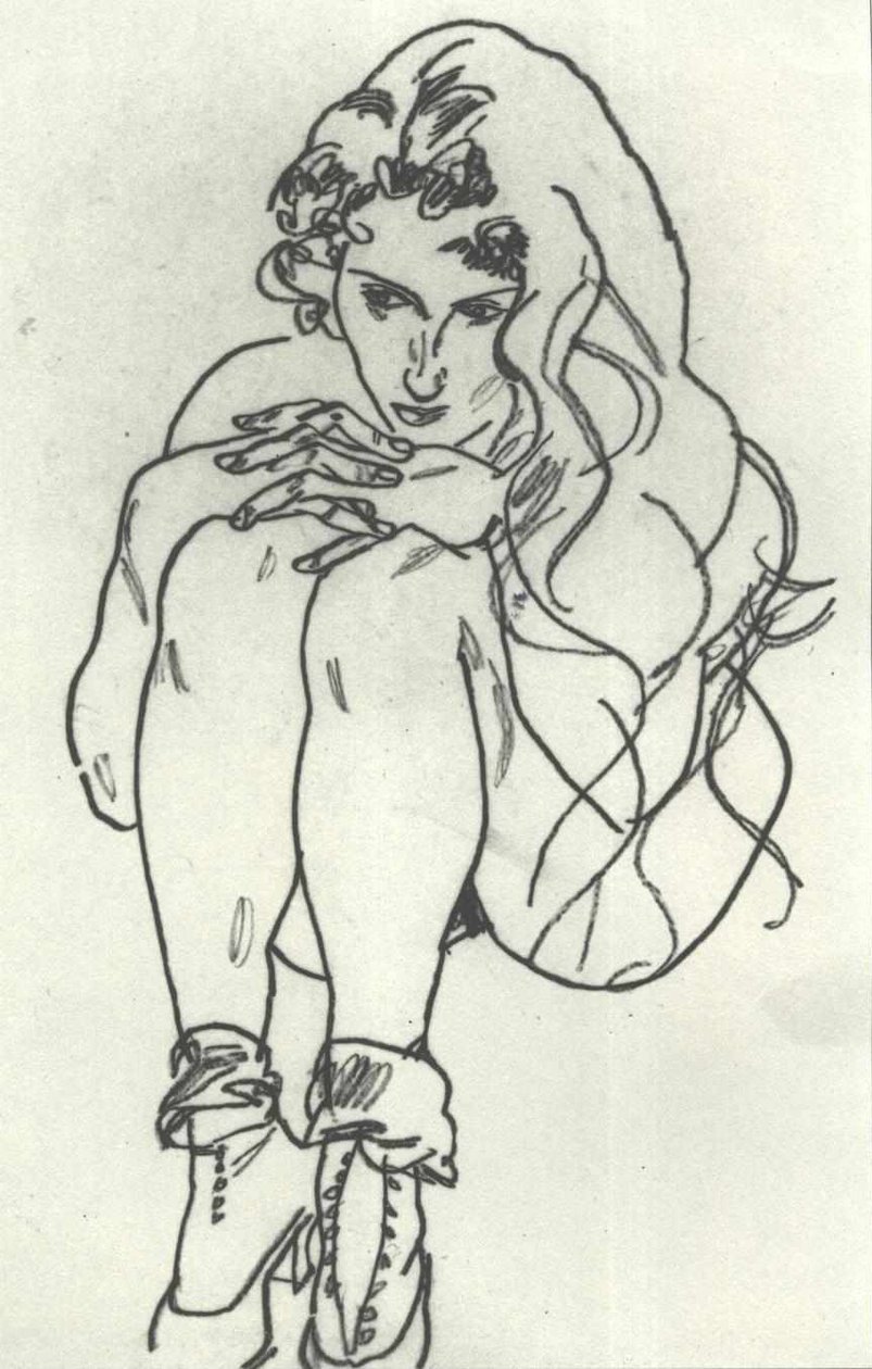 畏缩的女人行为 作者 埃贡·席勒（Egon Schiele）