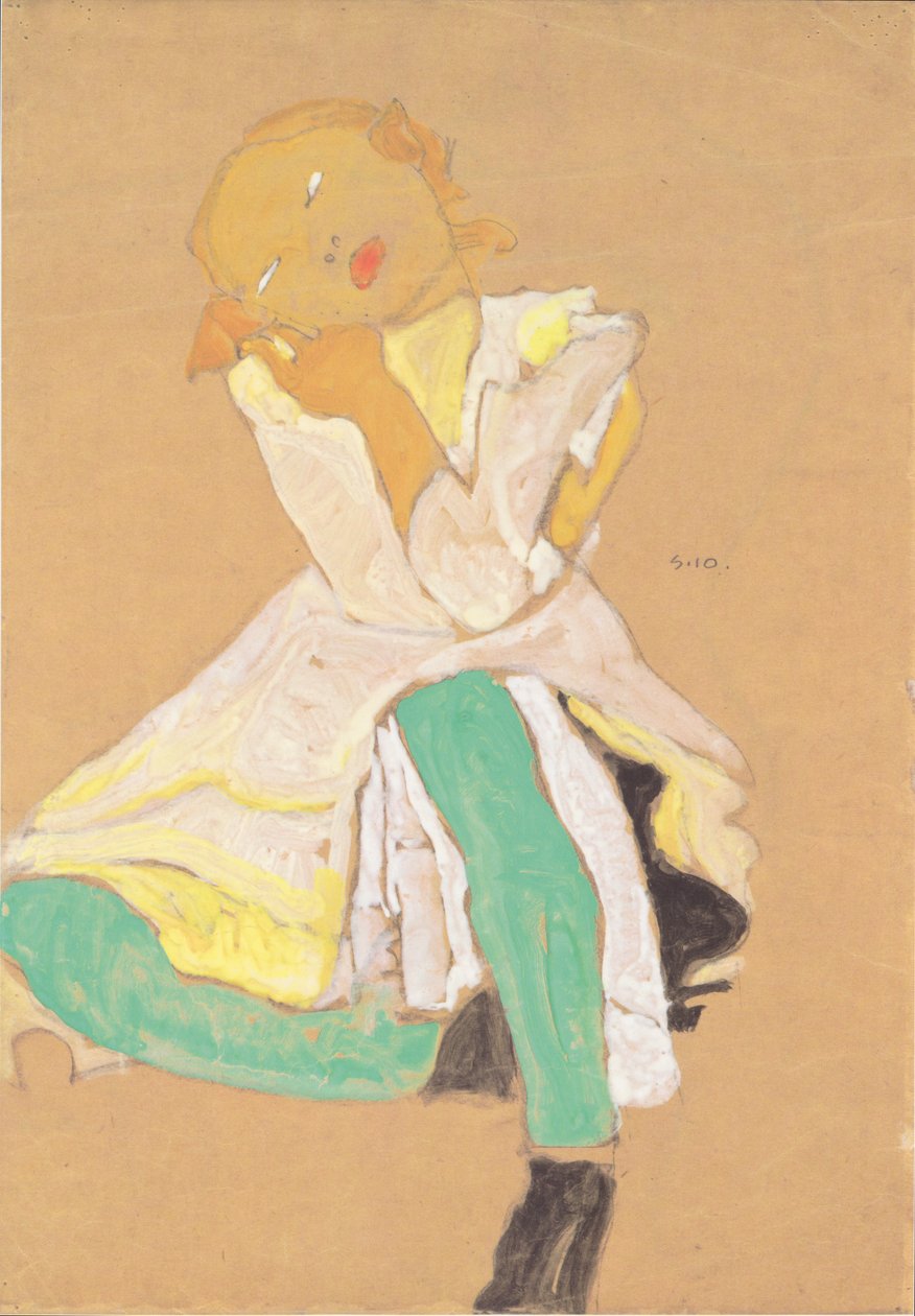 畏缩的女孩 作者 埃贡·席勒（Egon Schiele）