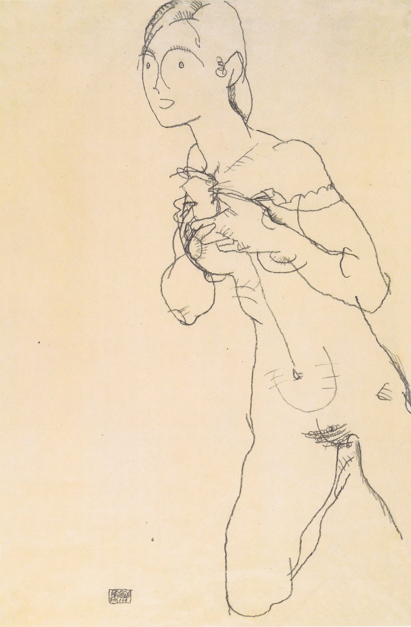 跪着的女孩行为 作者 埃贡·席勒（Egon Schiele）