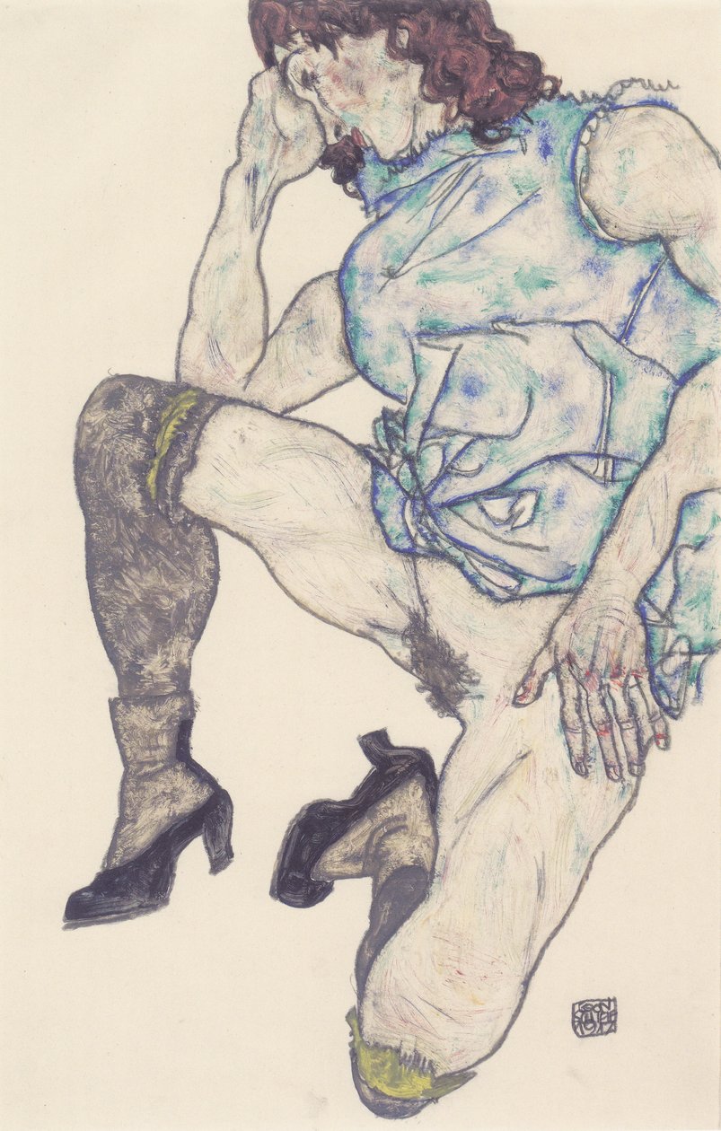 跪着的女孩 作者 埃贡·席勒（Egon Schiele）