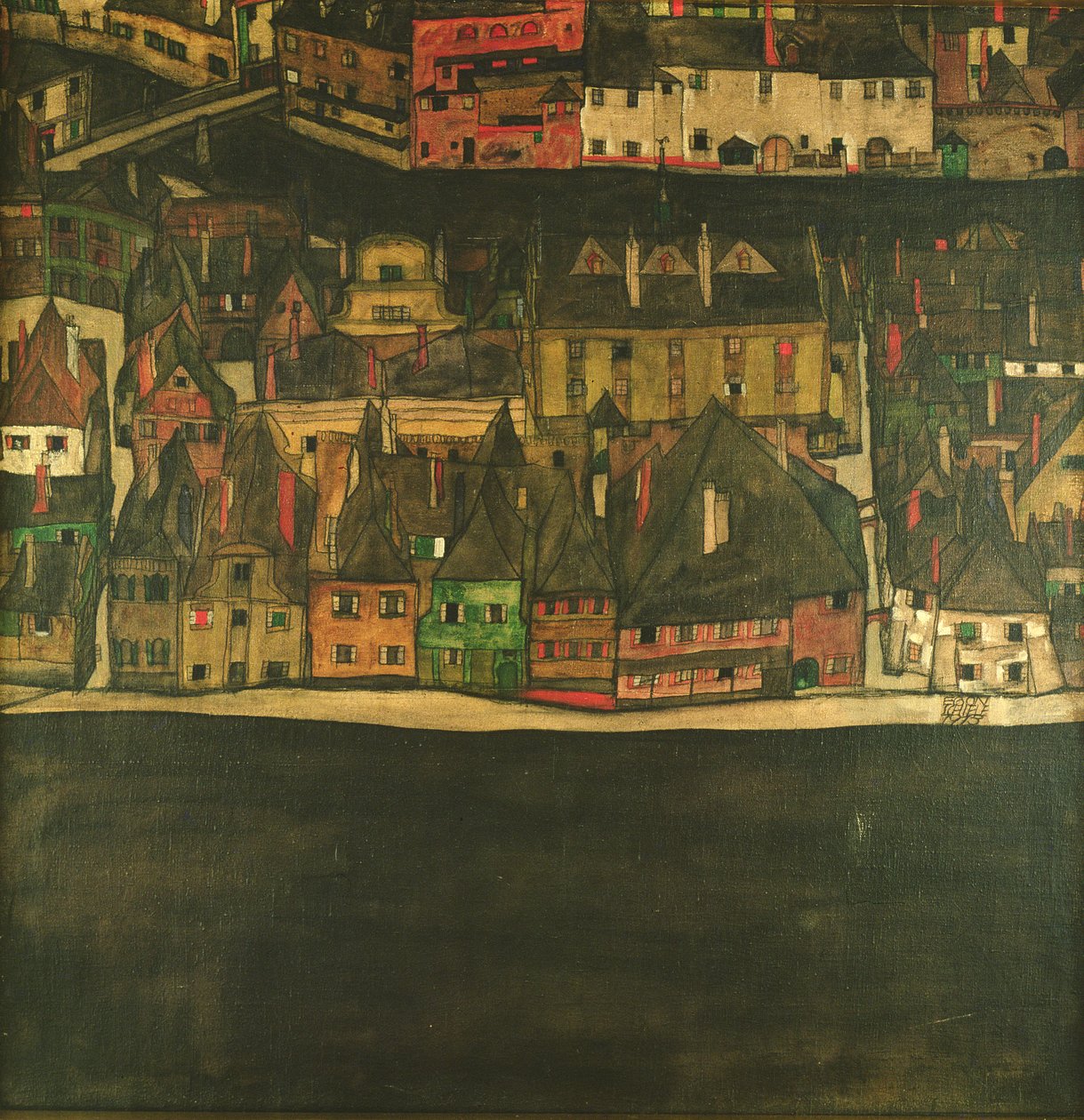 Krumau在莫尔德，小城市 作者 埃贡·席勒（Egon Schiele）