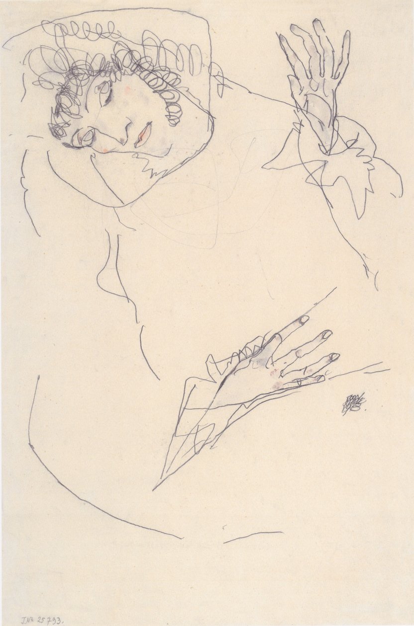 说谎的女人低着头 作者 埃贡·席勒（Egon Schiele）