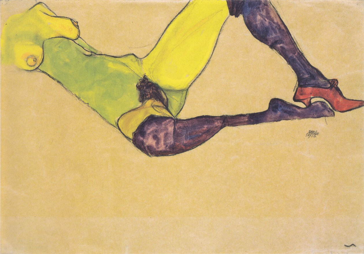 躺在女性裸体躯干 作者 埃贡·席勒（Egon Schiele）