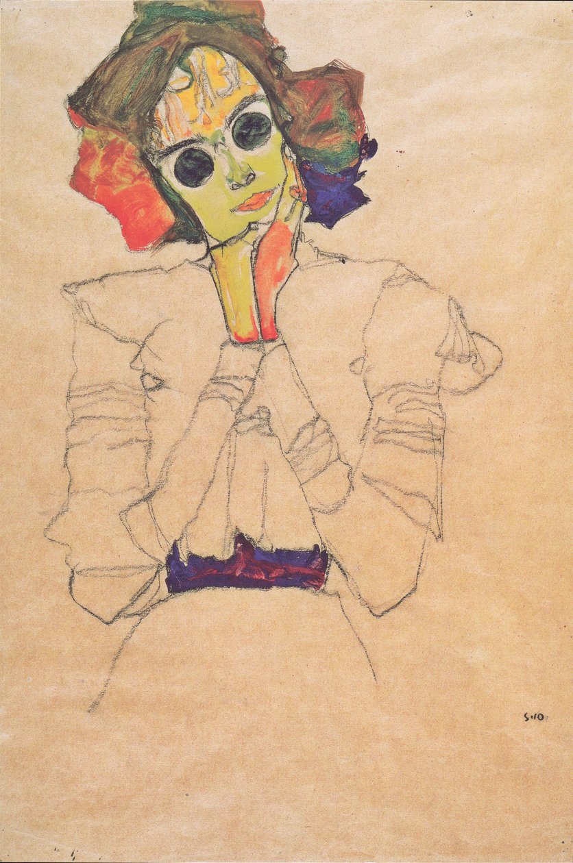 戴墨镜的女孩 作者 埃贡·席勒（Egon Schiele）