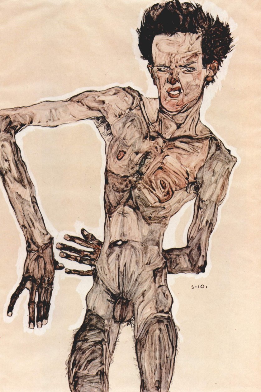 男性裸体 作者 埃贡·席勒（Egon Schiele）