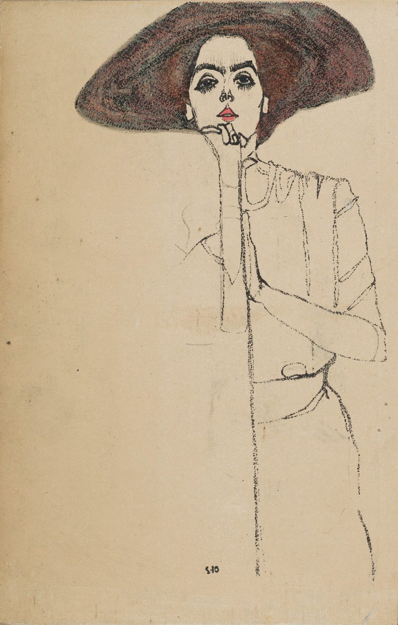 一个女人的肖像，1910年 作者 埃贡·席勒（Egon Schiele）