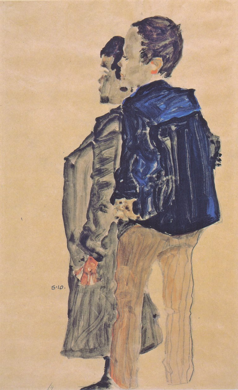 后视图的两个男孩 作者 埃贡·席勒（Egon Schiele）