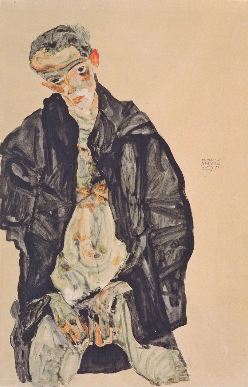 自画像作为黑色夹克的裸体 作者 埃贡·席勒（Egon Schiele）
