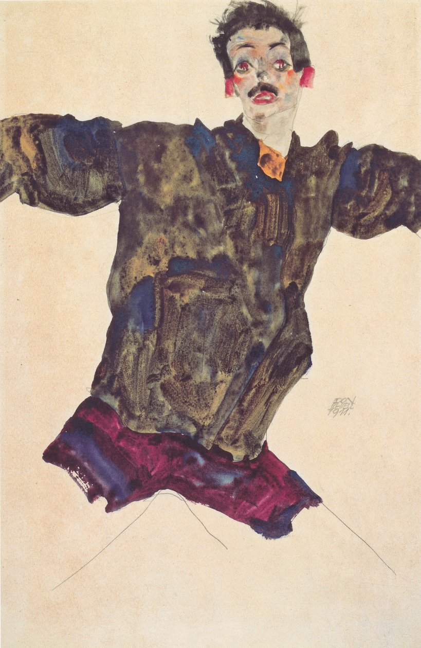 张开双臂的自画像 作者 埃贡·席勒（Egon Schiele）