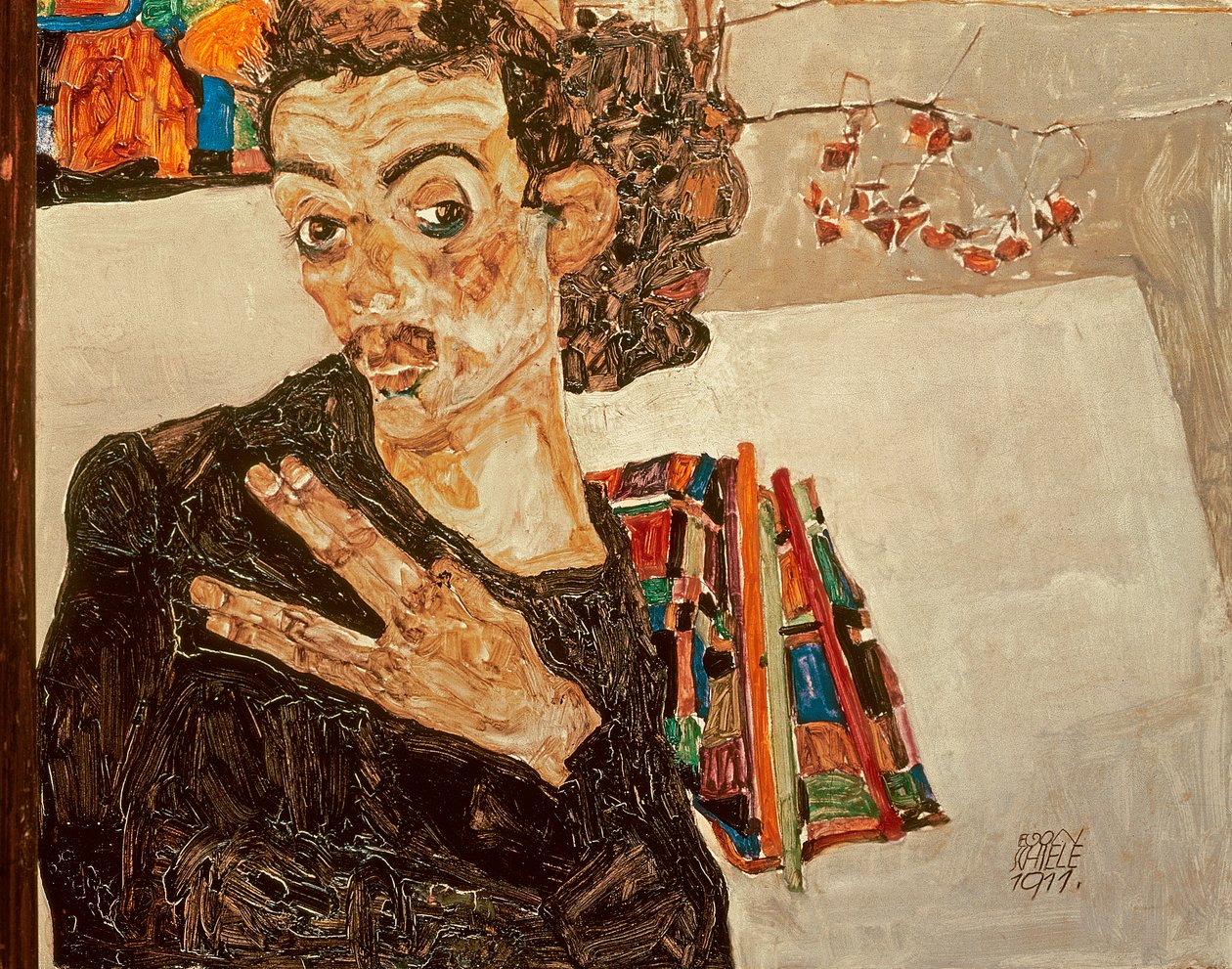 自画像，1911年 作者 埃贡·席勒（Egon Schiele）
