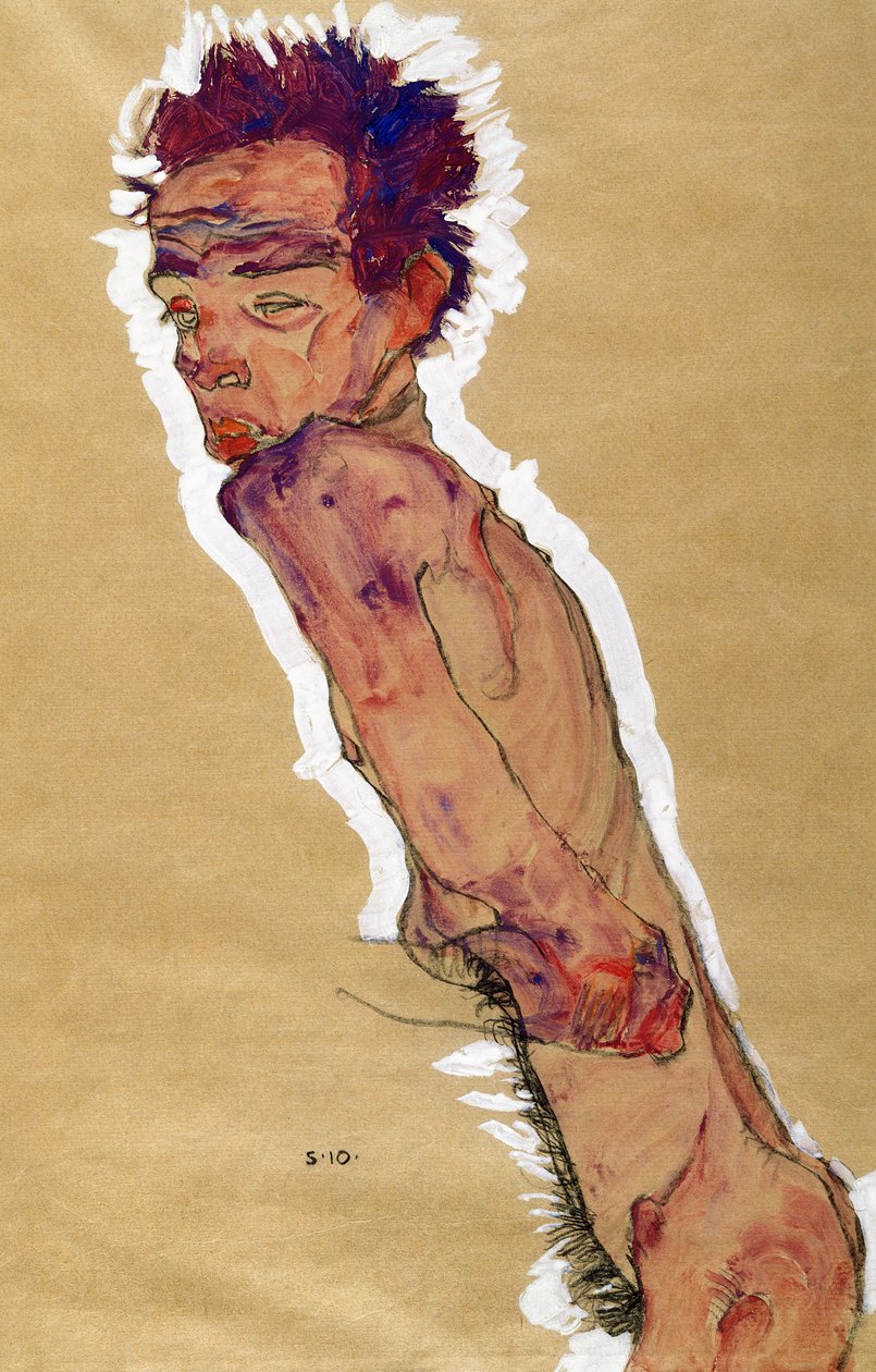自画像裸体，1910年 作者 埃贡·席勒（Egon Schiele）