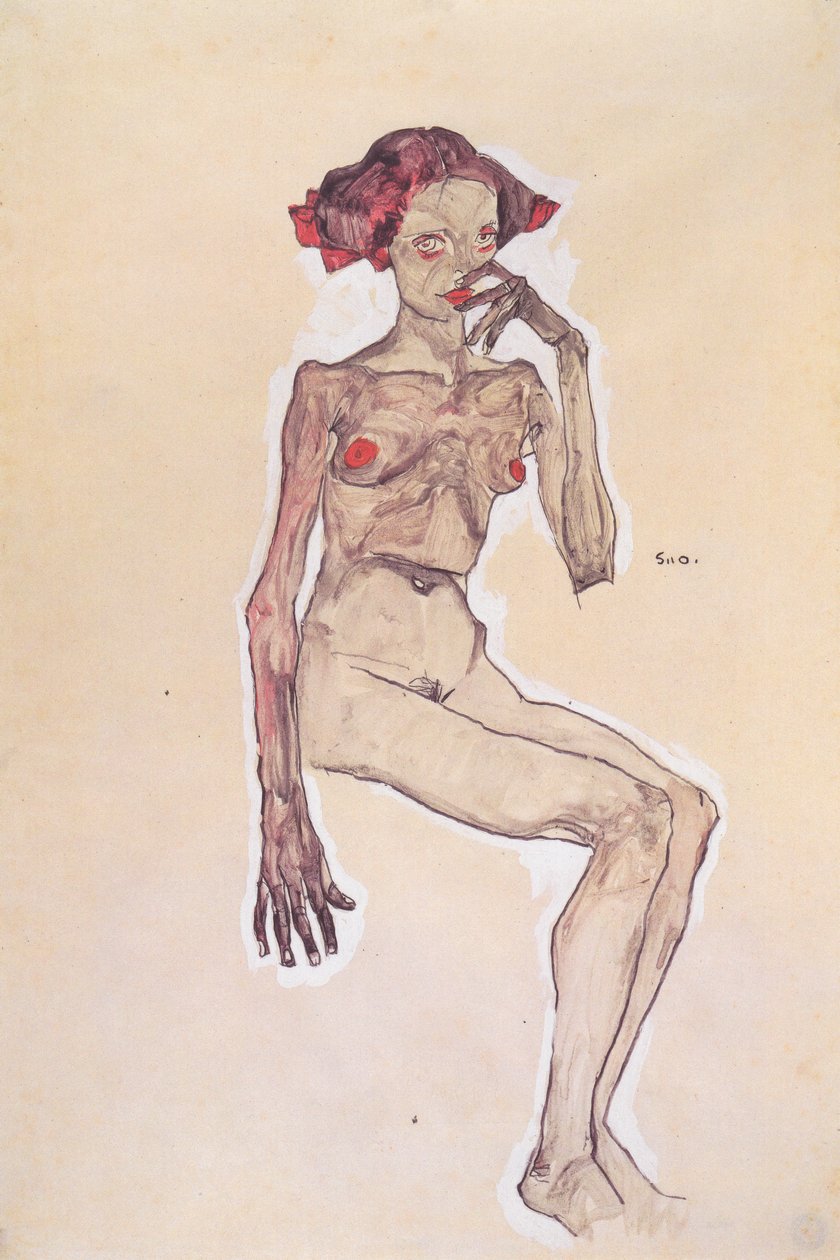 坐着的女孩行为 作者 埃贡·席勒（Egon Schiele）