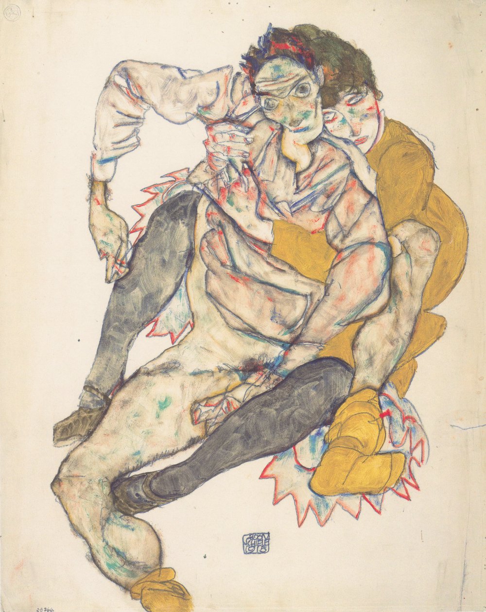 坐在一对 作者 埃贡·席勒（Egon Schiele）