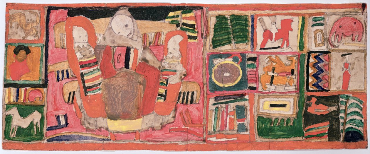 描绘一位有两个孩子的母亲的钱包的素描，c.1915（纸上油） 作者 埃贡·席勒（Egon Schiele）