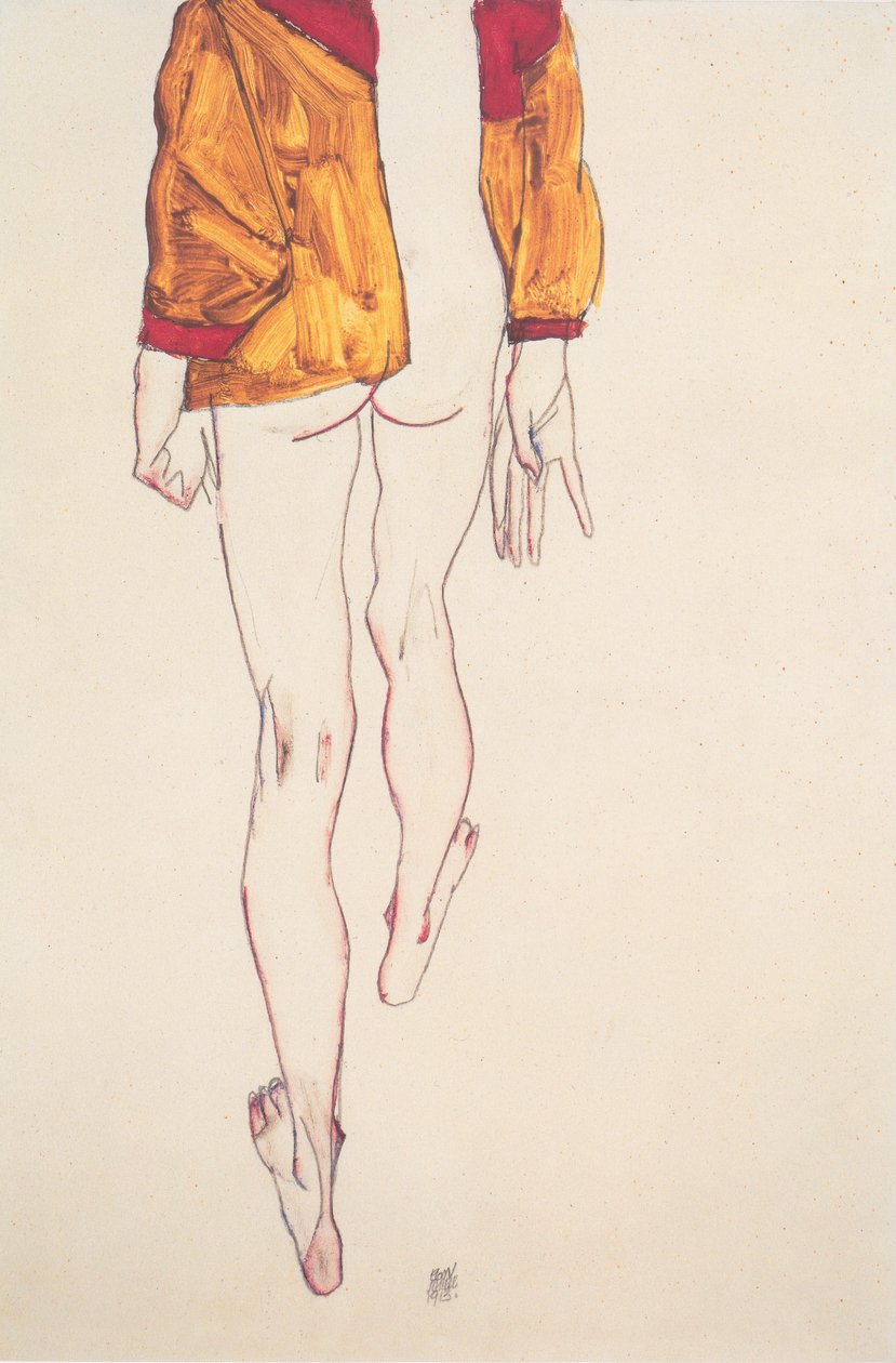 站立半周期与棕色衬衫 作者 埃贡·席勒（Egon Schiele）