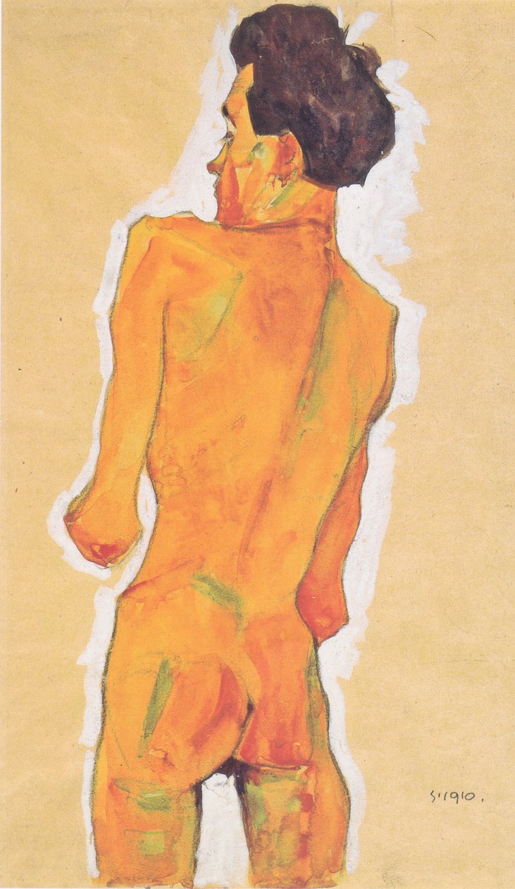 站立的男性背部行为 作者 埃贡·席勒（Egon Schiele）