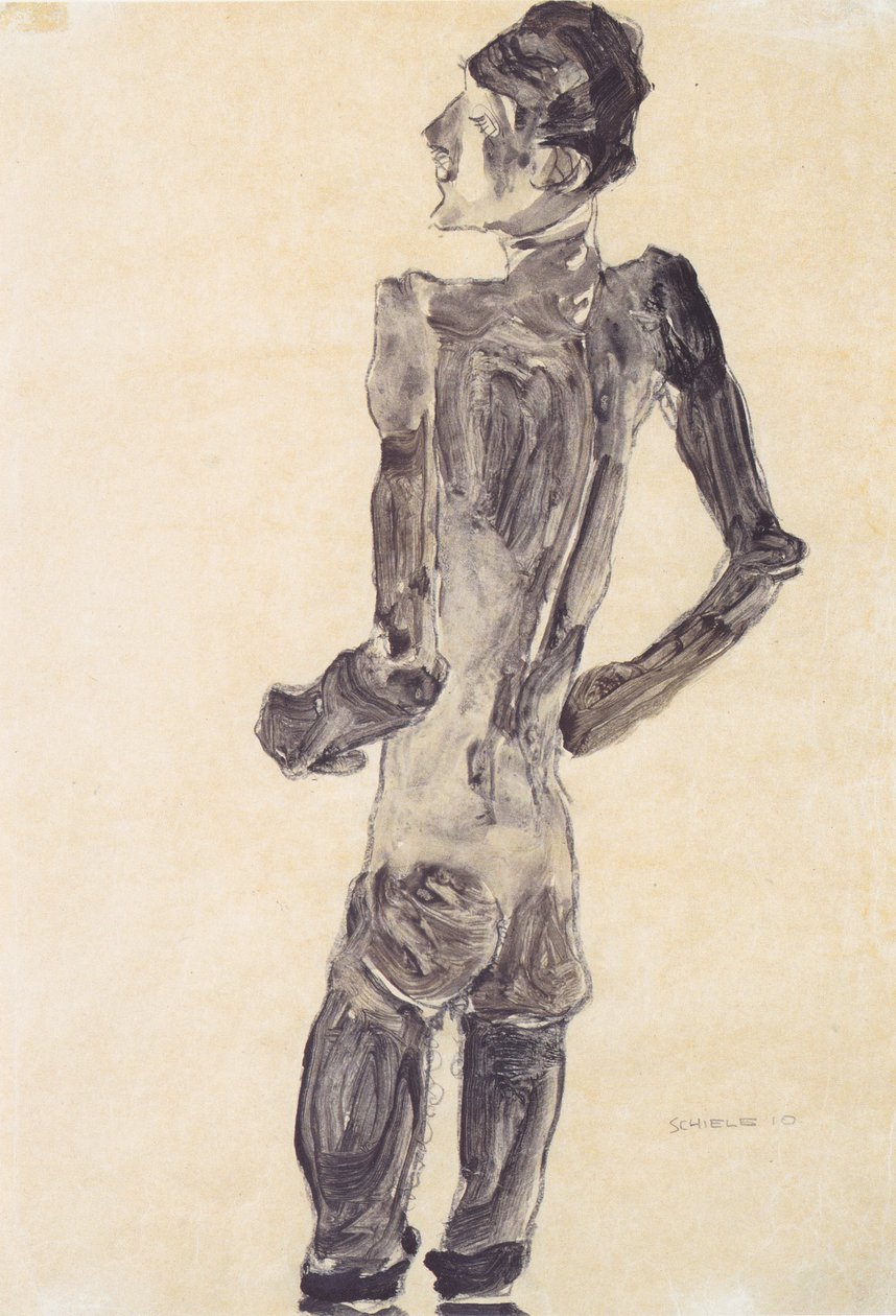 站立的男性背部行为 作者 埃贡·席勒（Egon Schiele）