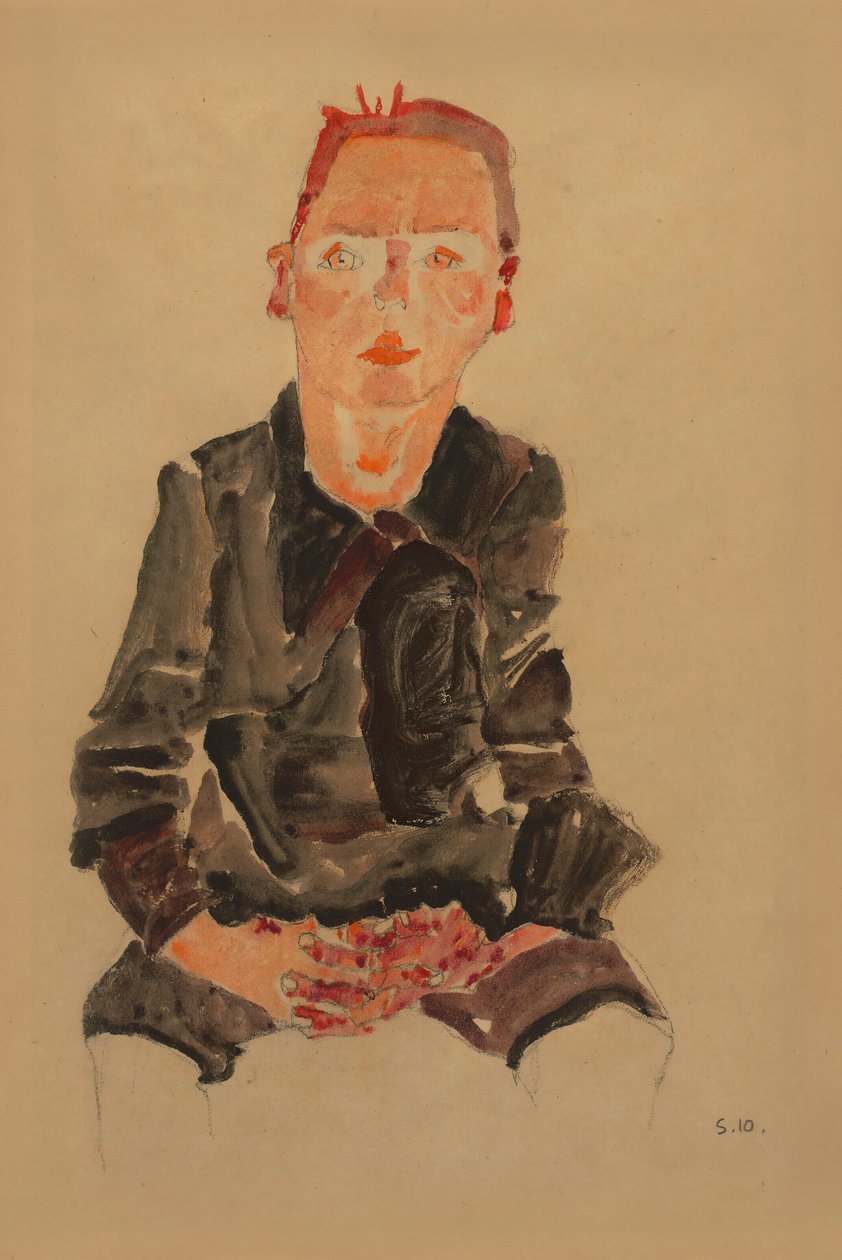 2022 NYR 20682 0724 000（埃贡-席勒（Egon Schiele）双手合十的坐着的小熊肖像研究 OSCA011034 博士 作者 埃贡·席勒（Egon Schiele）