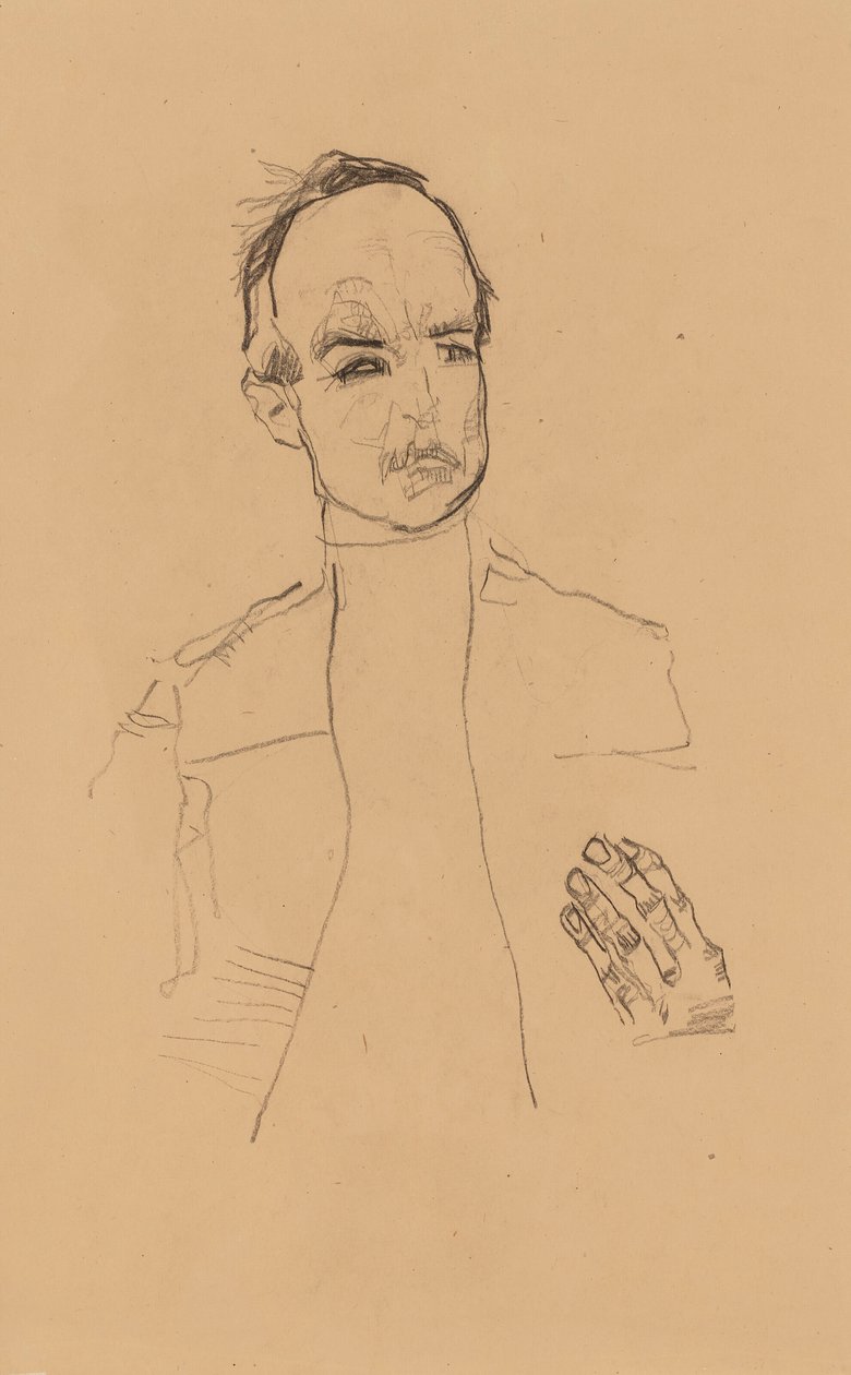 2022 NYR 20682 0724 001（埃贡-席勒（Egon Schiele）双手合十的男孩坐姿肖像研究 OSCA011034 博士 作者 埃贡·席勒（Egon Schiele）