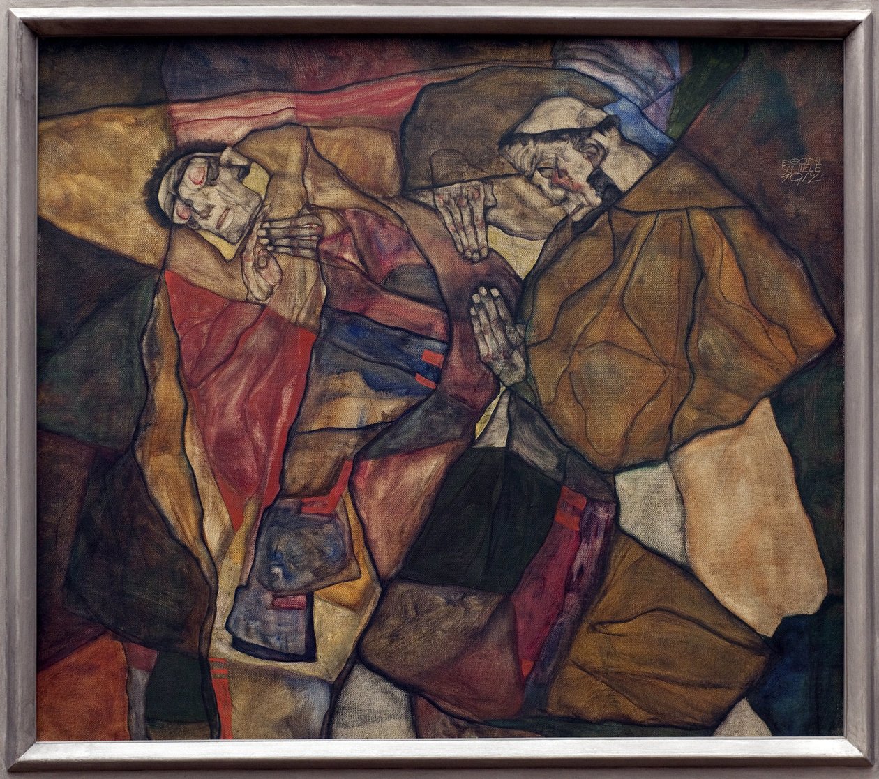 痛苦。 埃贡·席勒 (Egon Schiele) (1890-1918) 的画作，画布上的油画 1912 年。奥地利艺术，20 世纪。 慕尼黑新绘画陈列馆（德国）。 作者 埃贡·席勒（Egon Schiele）