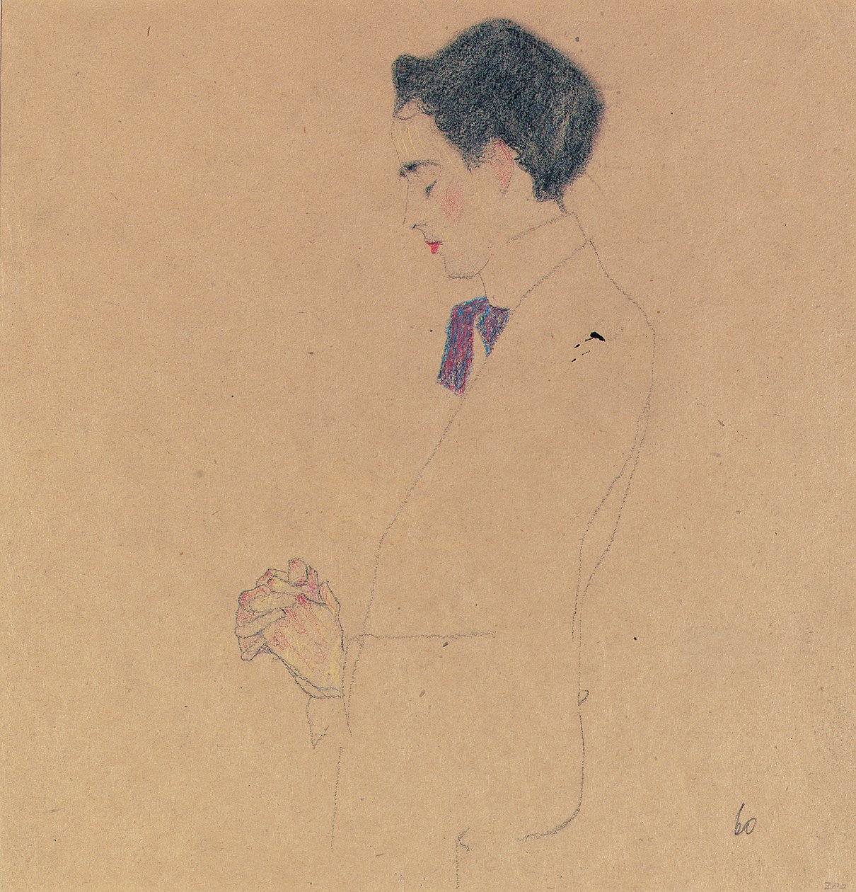 安东·费斯托（Anton Faistauer）双手合十，1909年 作者 埃贡·席勒（Egon Schiele）