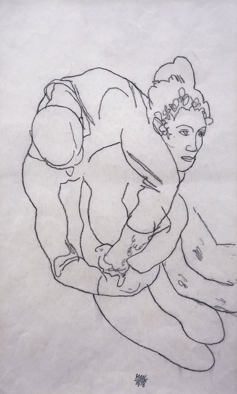 被拥抱；乌玛门德，1918年 作者 埃贡·席勒（Egon Schiele）