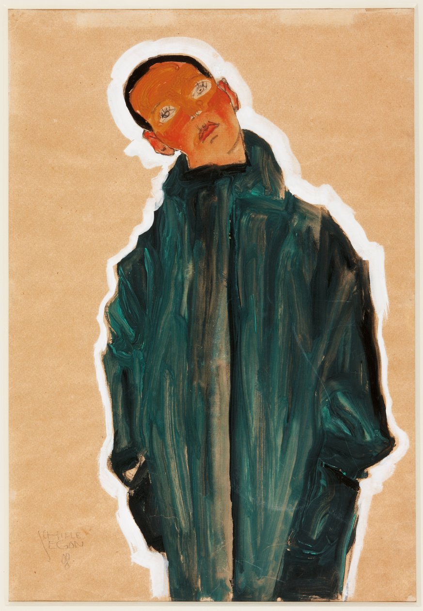 穿绿色外套的男孩，1910年 作者 埃贡·席勒（Egon Schiele）