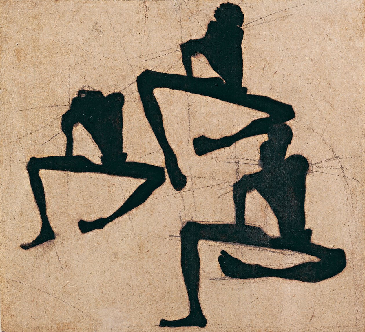 《三个男性裸体的构图》，1910年 作者 埃贡·席勒（Egon Schiele）