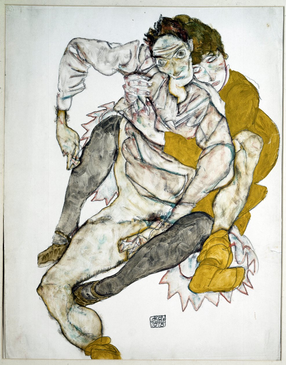 夫妻坐。由Egon Schiele绘制 作者 埃贡·席勒（Egon Schiele）