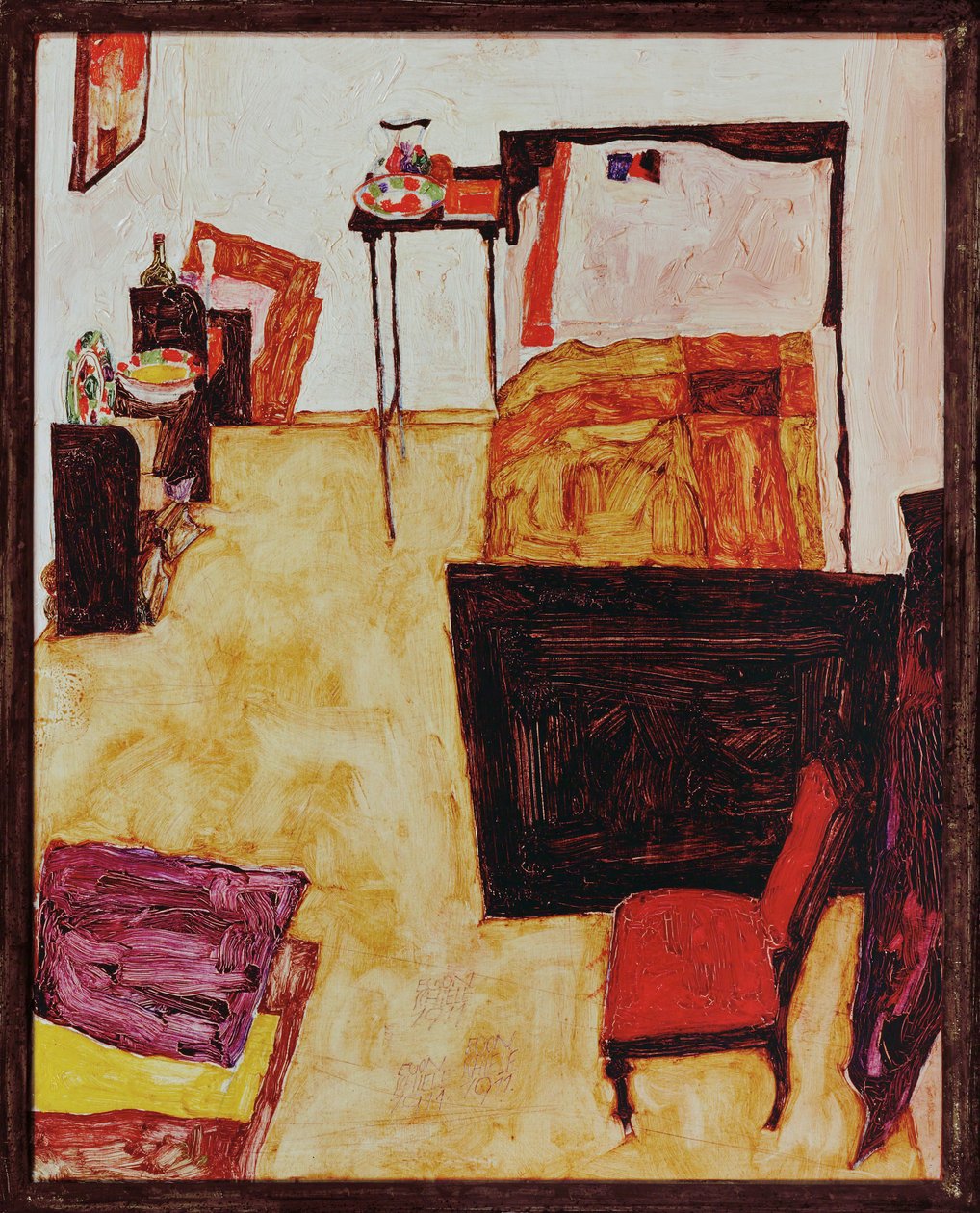 诺伊伦巴赫艺术家的房间......（木板油画） 作者 埃贡·席勒（Egon Schiele）