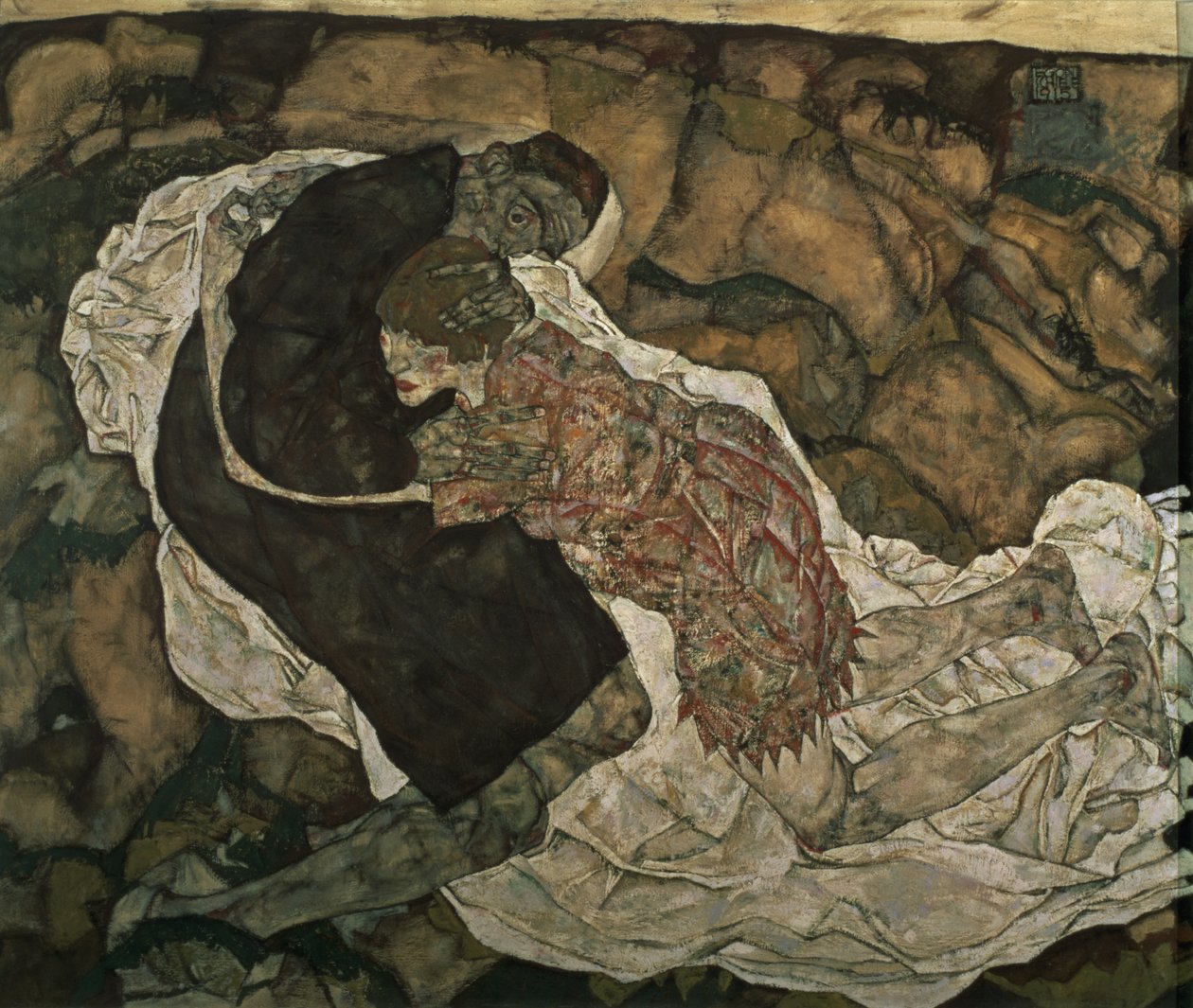 死亡与少女（男人和女孩） 作者 埃贡·席勒（Egon Schiele）