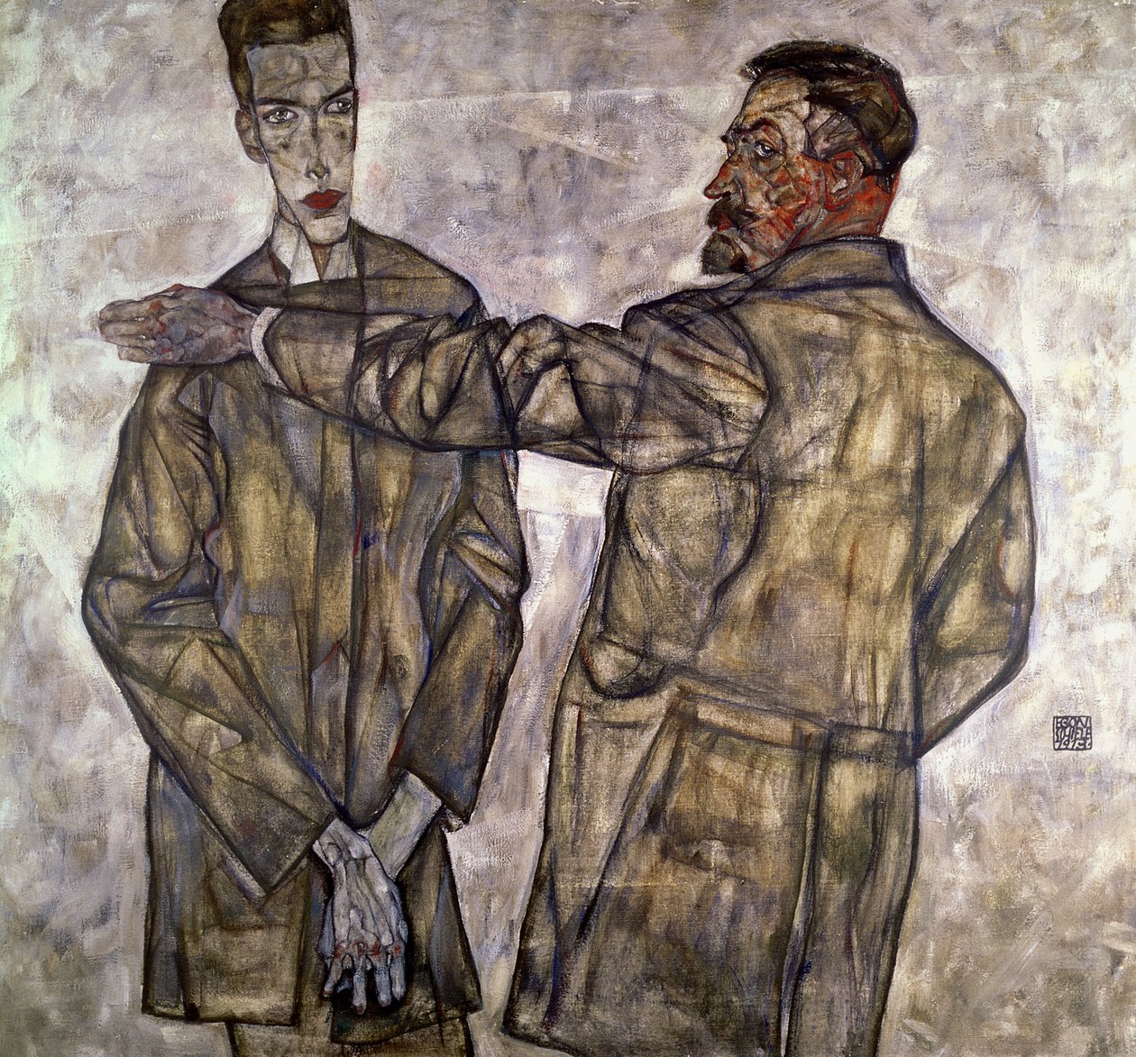 奥托和海因里希·贝内施的双重肖像，1913年 作者 埃贡·席勒（Egon Schiele）