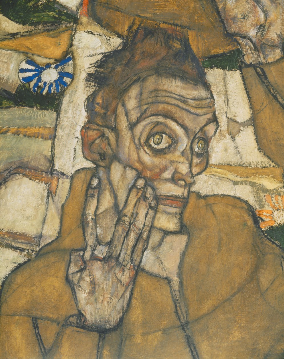 Entschwebung (Die Blinden III)，盲人......（布面油画和水彩画） 作者 埃贡·席勒（Egon Schiele）