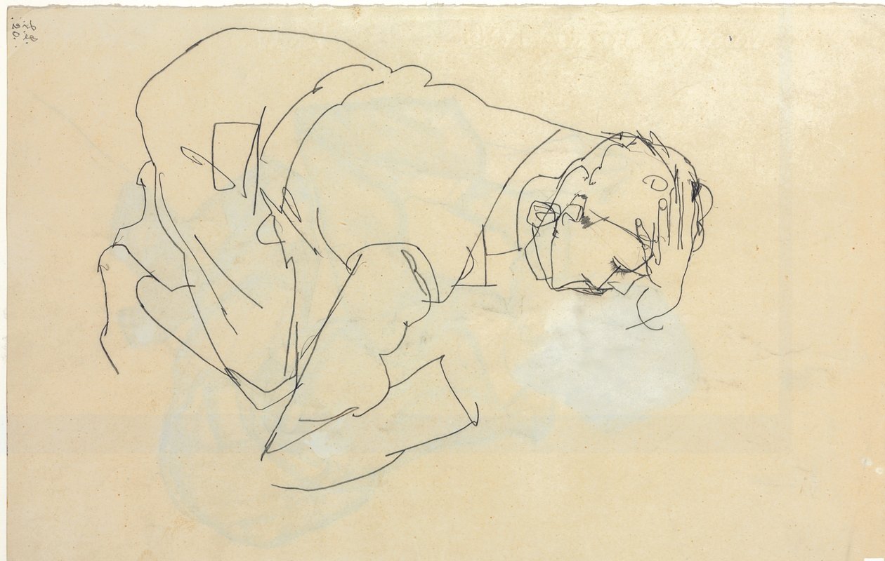 埃里希·莱德勒（Erich Lederer），侧面肖像，1912年 作者 埃贡·席勒（Egon Schiele）