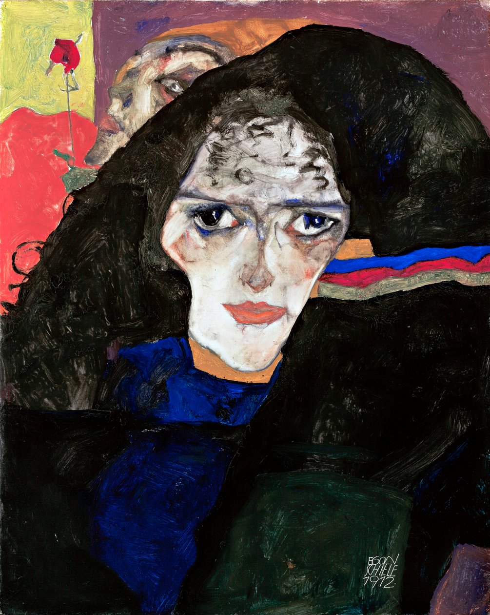 哀悼的女人》--埃贡-席勒（1890-1918 年）的画作，木板油画（42.5x34 厘米） 作者 埃贡·席勒（Egon Schiele）