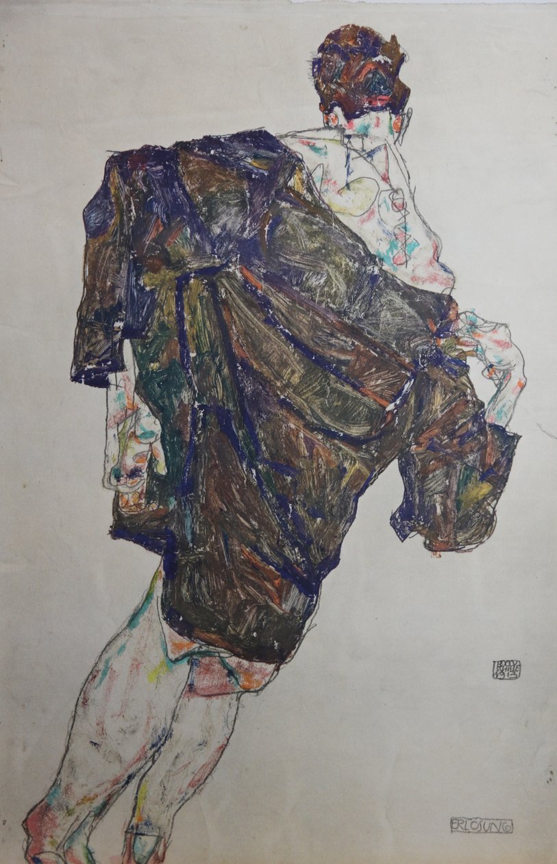 带着衣钵的人物，1913年。 作者 埃贡·席勒（Egon Schiele）