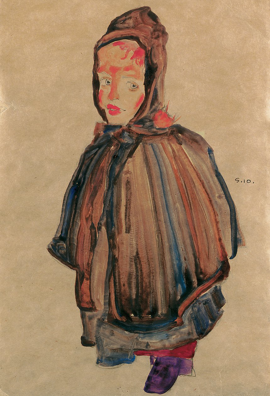带帽的女孩，1910年 作者 埃贡·席勒（Egon Schiele）