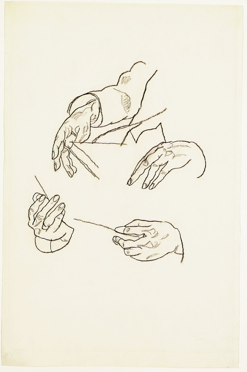 手，研究Hugo Koller博士的肖像（纸上粉笔） 作者 埃贡·席勒（Egon Schiele）