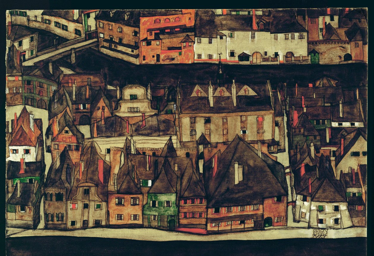 捷克共和国克鲁莫（布面油画） 作者 埃贡·席勒（Egon Schiele）