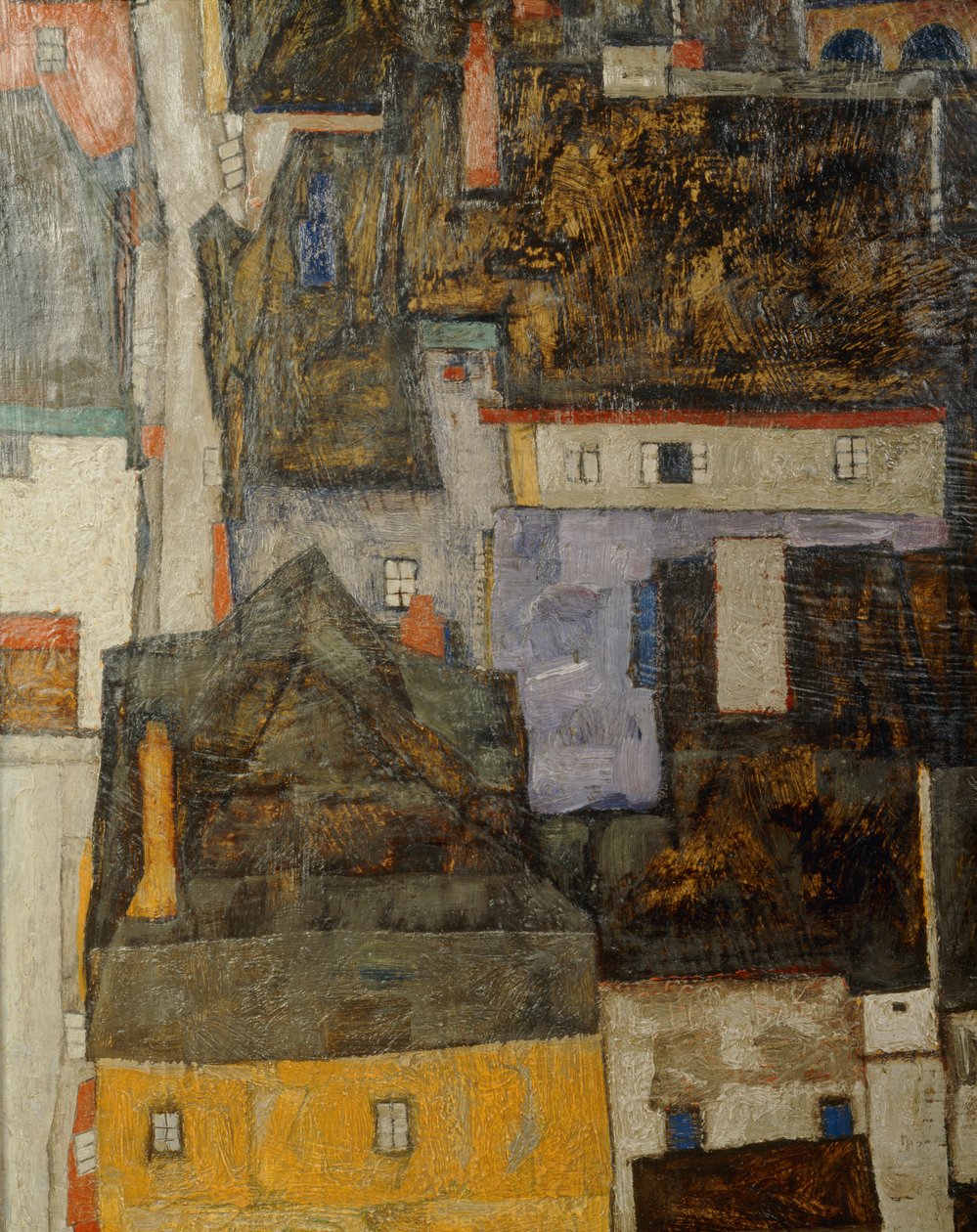 伏尔塔瓦河上的克鲁瑙和莫尔道（Krumau and der Moldau Krumau），捷克共和国......（布面油画 作者 埃贡·席勒（Egon Schiele）