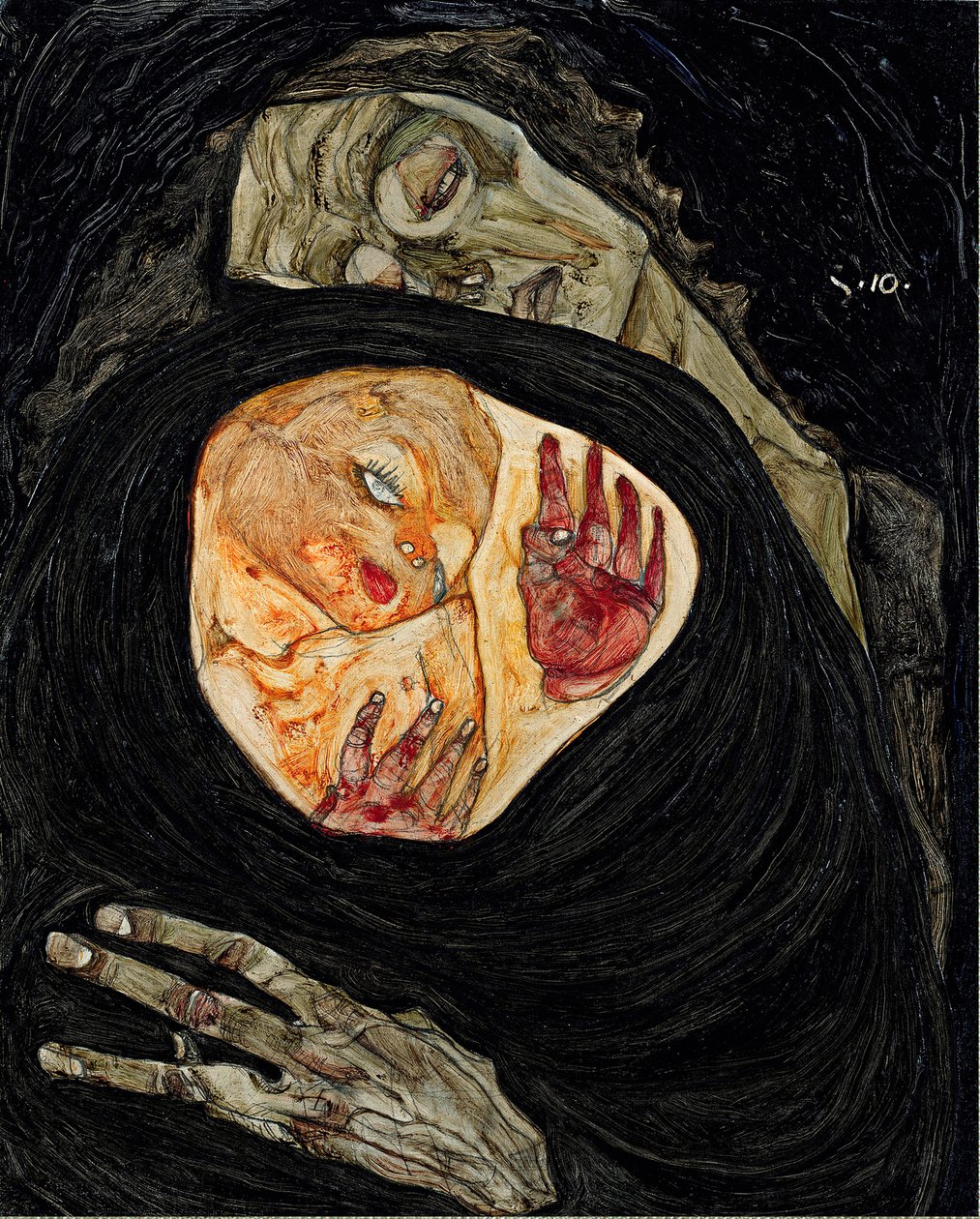 死去的母亲埃贡-席勒（1890-1918 年）的作品，木板油画 作者 埃贡·席勒（Egon Schiele）