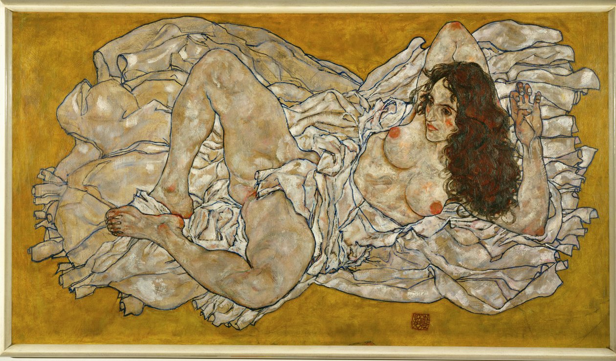 躺着的女人躺着的女人（布面油画） 作者 埃贡·席勒（Egon Schiele）