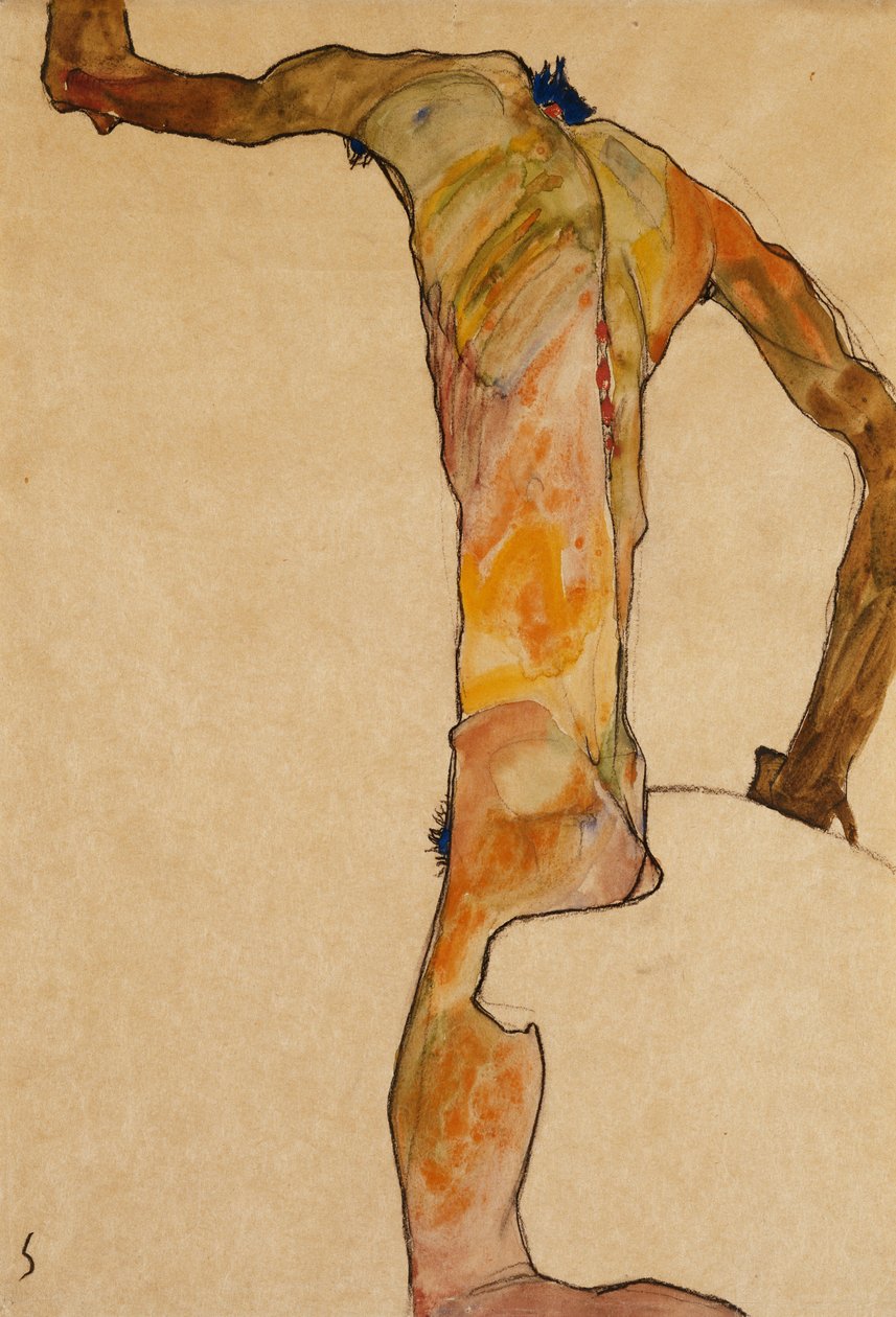 男性裸体曼尼彻·阿克，1910 作者 埃贡·席勒（Egon Schiele）