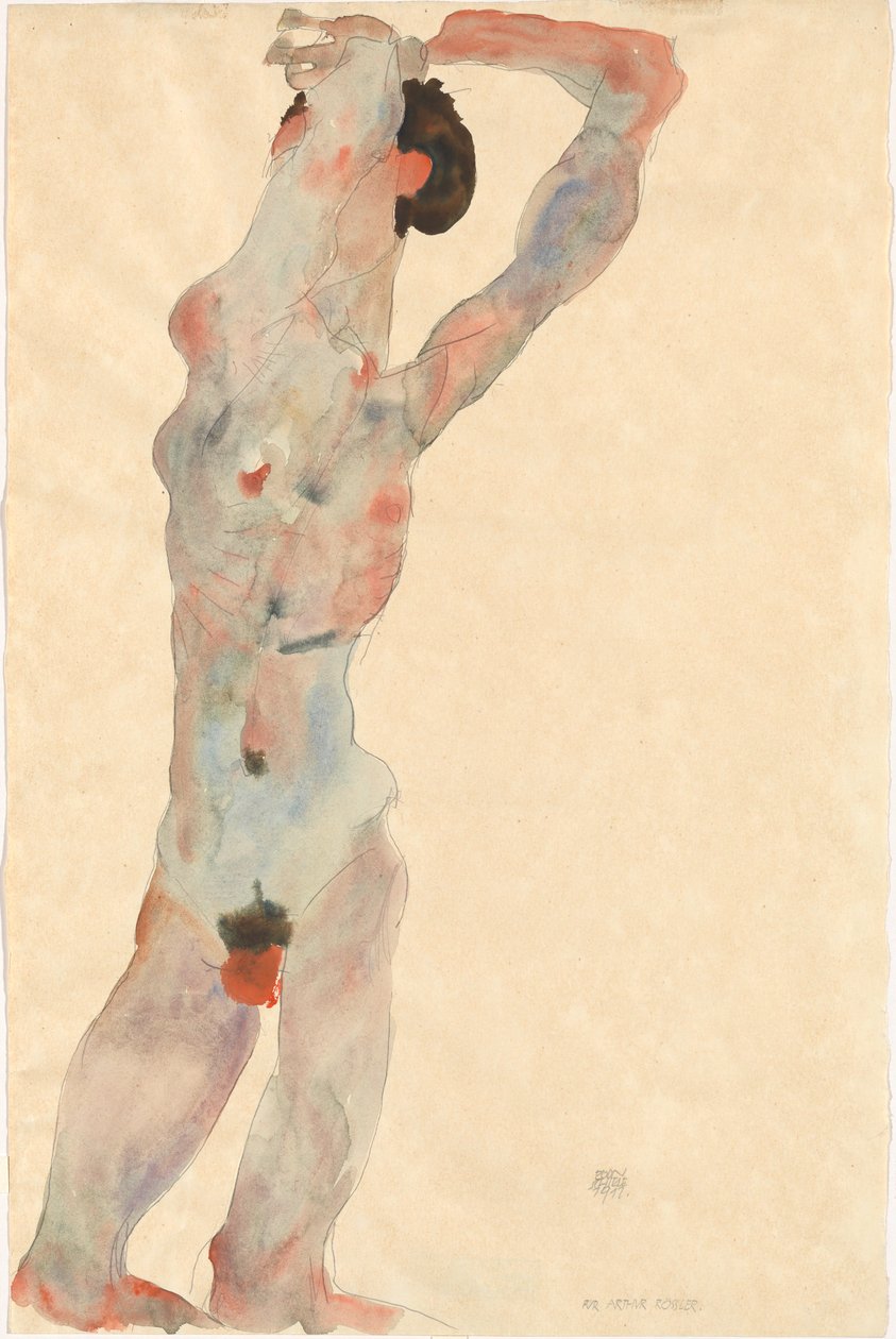 男性裸体，1912年。 作者 埃贡·席勒（Egon Schiele）